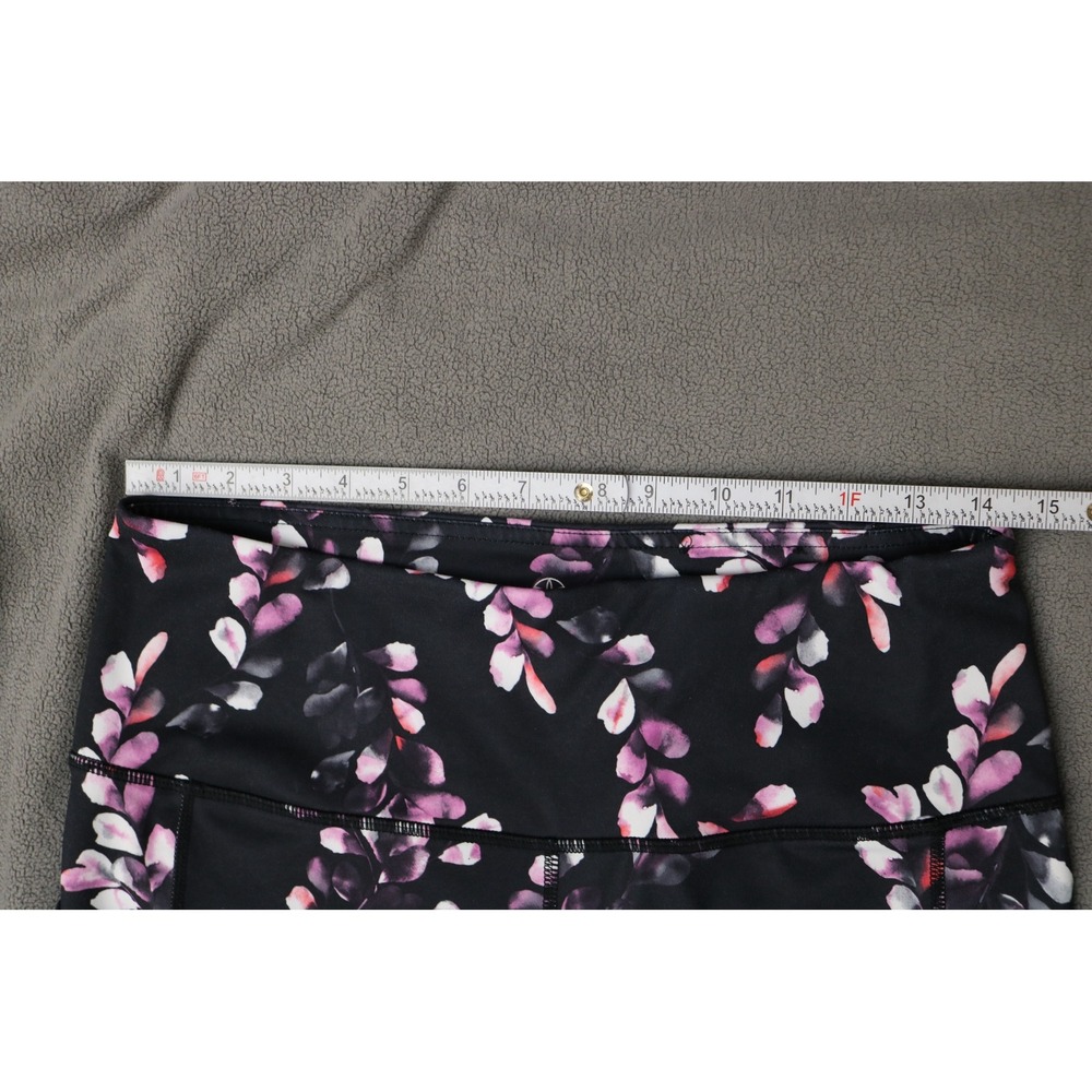 GAIAM Floral Leggings Women Large Black Pink Athletic Yoga Gym - Picture 7 of 10
